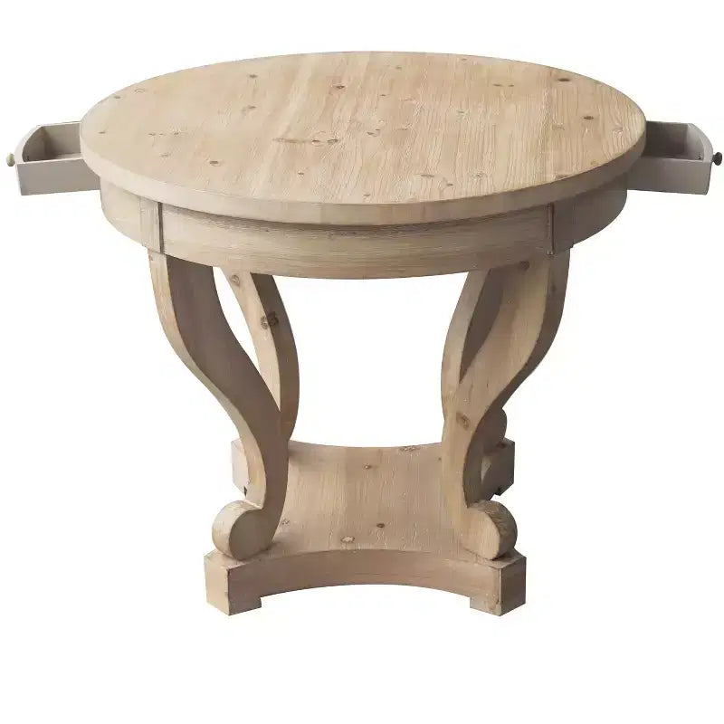 Okak 55IN Vintage Round Dining Table for 6 Person, Kitchen Table with Thick Tabletop, Dinner Table for Dining Room, Living Room