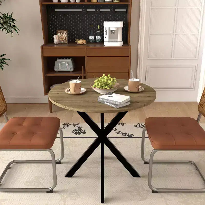 Okak 31.5IN Modern Round Dining Table for 2-4 Person, Kitchen Table with Metal Legs, Round Table for Dining Room, Living Room