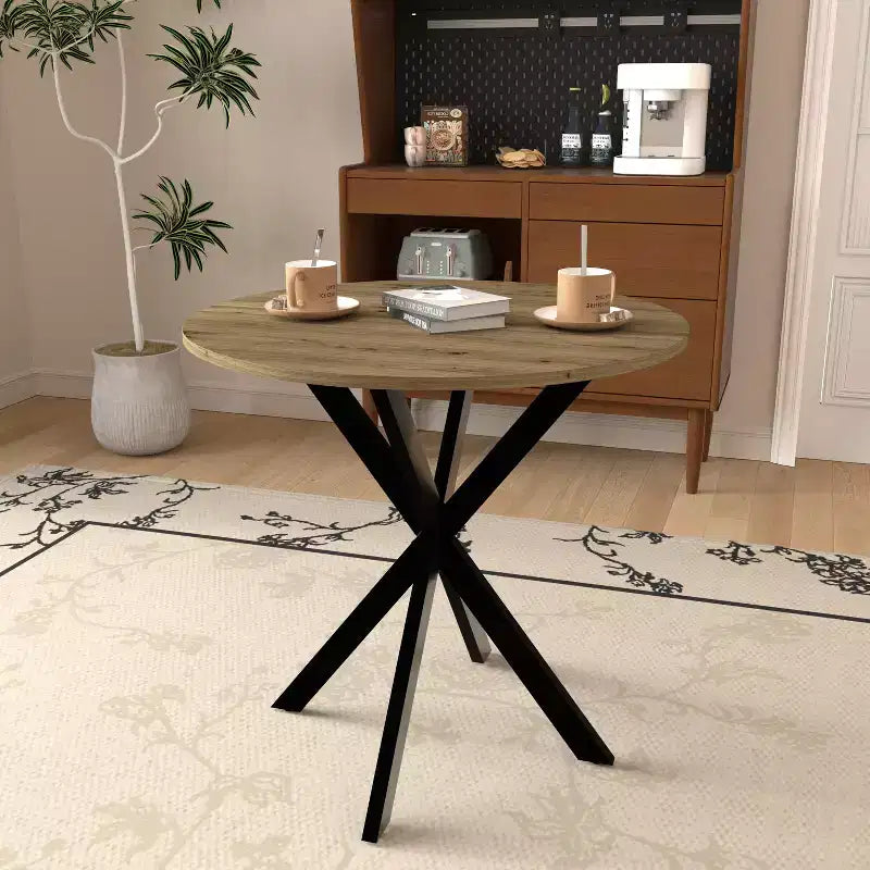 Okak 31.5IN Modern Round Dining Table for 2-4 Person, Kitchen Table with Metal Legs, Round Table for Dining Room, Living Room