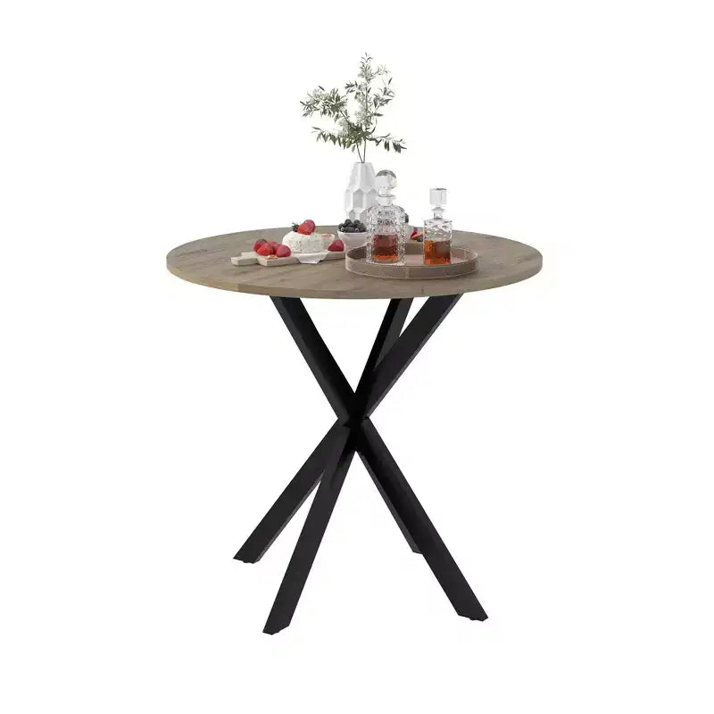 Okak 31.5IN Modern Round Dining Table for 2-4 Person, Kitchen Table with Metal Legs, Round Table for Dining Room, Living Room