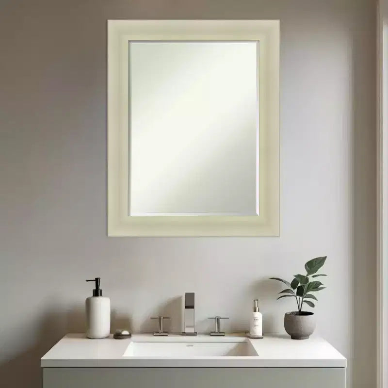 Amanti Art Oliver Half-Inch-Bevel Wood Framed Bathroom Vanity Wall Mirror