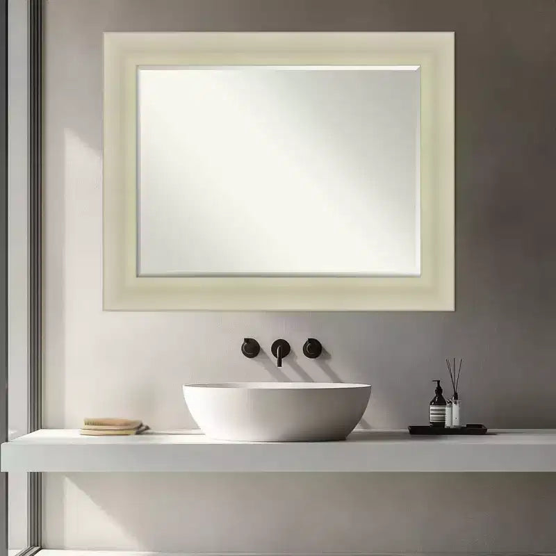 Amanti Art Oliver Half-Inch-Bevel Wood Framed Bathroom Vanity Wall Mirror