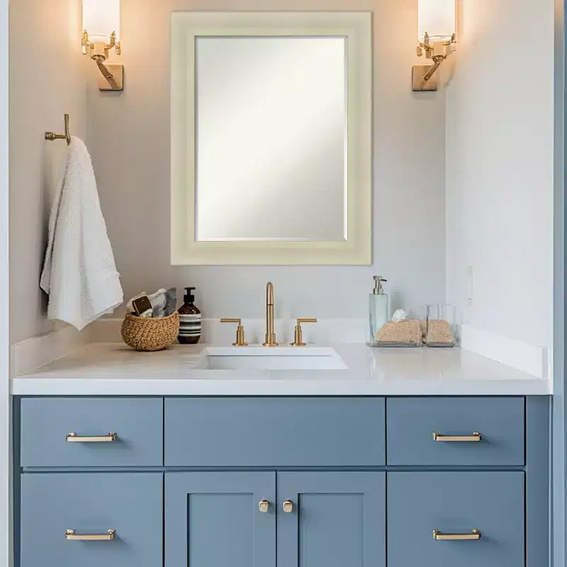 Amanti Art Oliver Half-Inch-Bevel Wood Framed Bathroom Vanity Wall Mirror