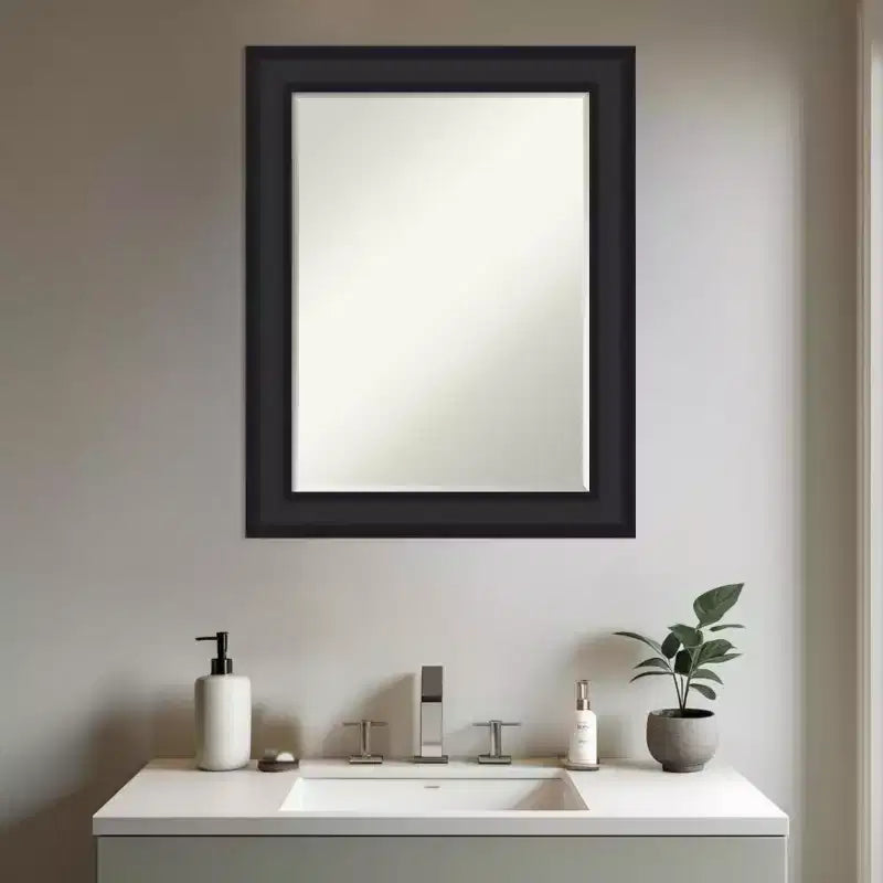 Amanti Art Oliver Half-Inch-Bevel Wood Framed Bathroom Vanity Wall Mirror
