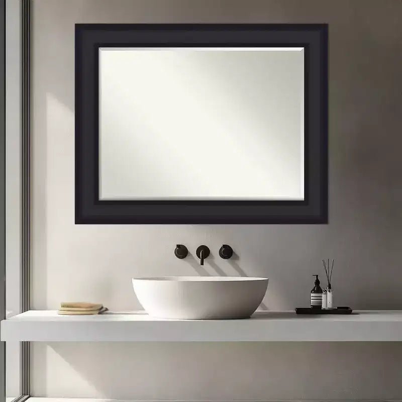 Amanti Art Oliver Half-Inch-Bevel Wood Framed Bathroom Vanity Wall Mirror