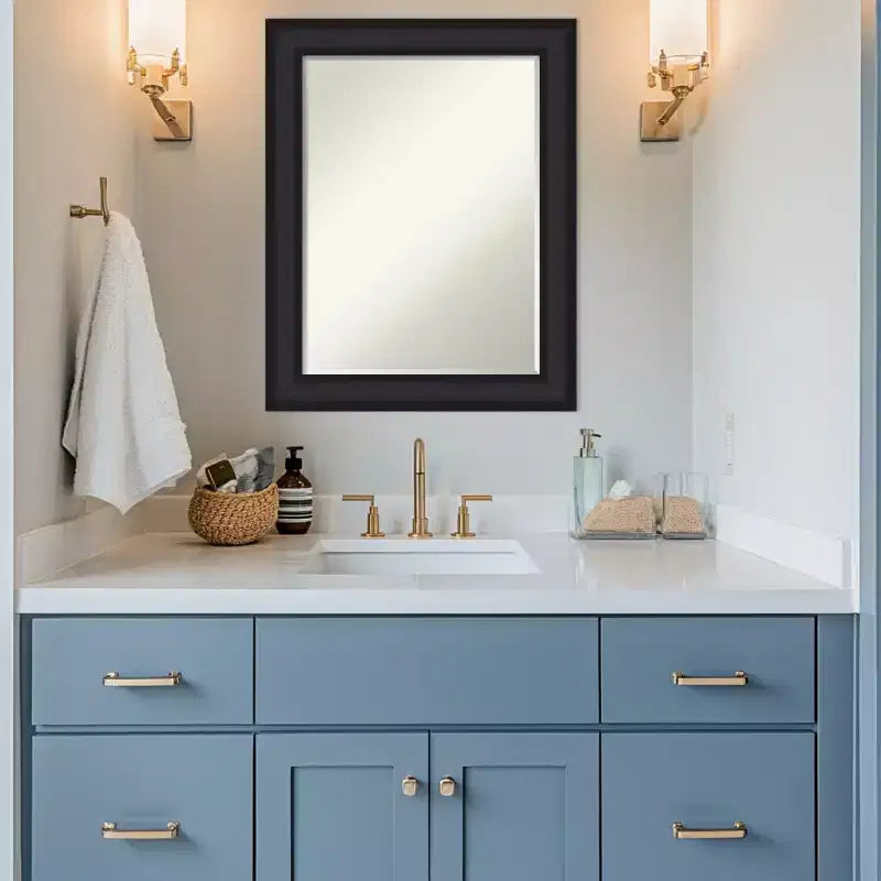 Amanti Art Oliver Half-Inch-Bevel Wood Framed Bathroom Vanity Wall Mirror