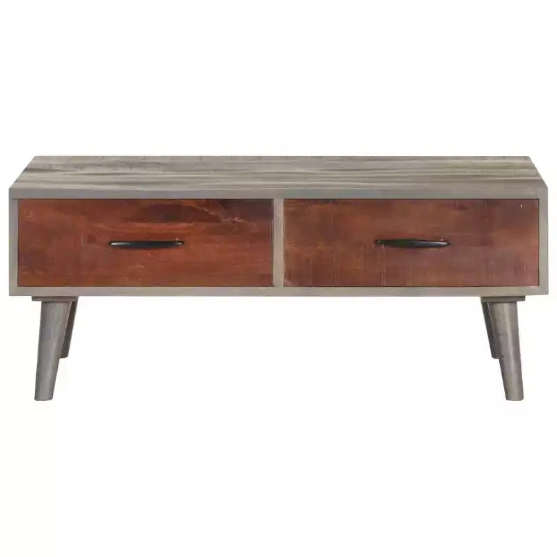 vidaXL Coffee Table Grey Solid Rough Mango Wood Medium Coffee Table