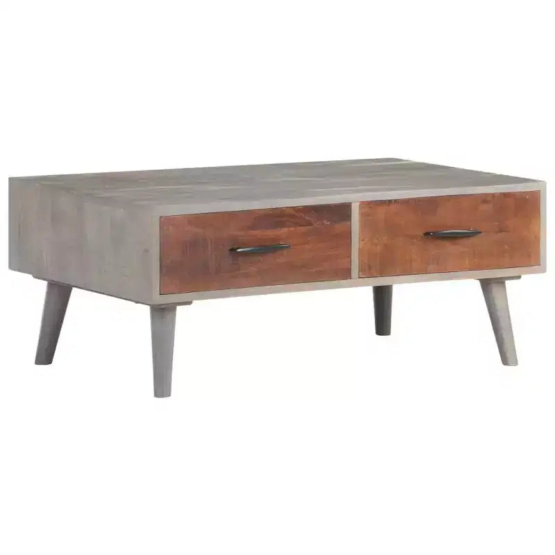 vidaXL Coffee Table Grey Solid Rough Mango Wood Medium Coffee Table