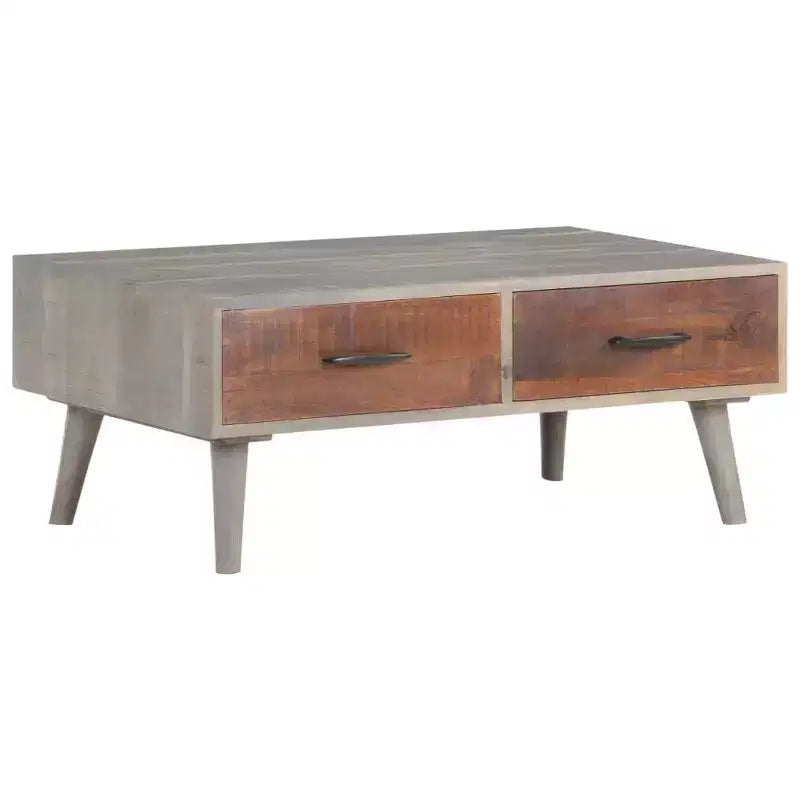 vidaXL Coffee Table Grey Solid Rough Mango Wood Medium Coffee Table