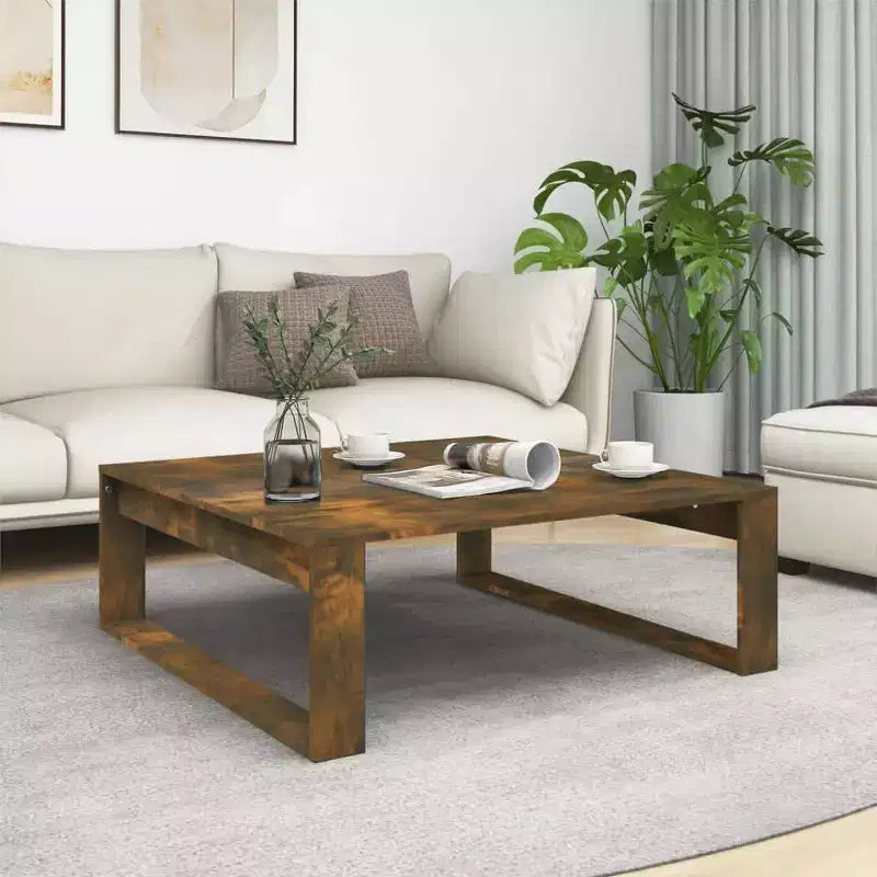 vidaXL Smoked Oak Rectangular Coffee Table - Modern Engineered Wood Accent Table for Living Room/Lounge - 39.4x39.4x13.8