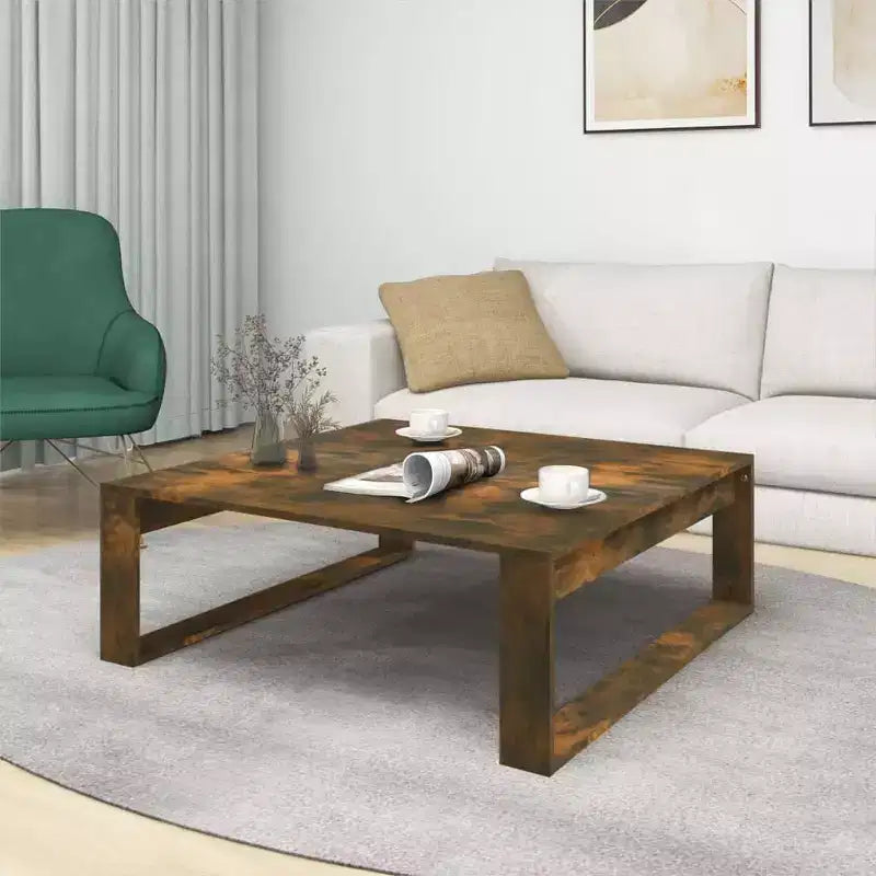 vidaXL Smoked Oak Rectangular Coffee Table - Modern Engineered Wood Accent Table for Living Room/Lounge - 39.4x39.4x13.8
