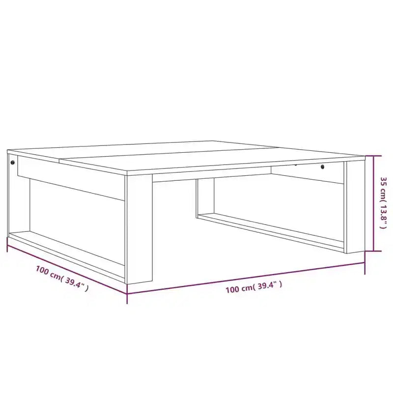 vidaXL Smoked Oak Rectangular Coffee Table - Modern Engineered Wood Accent Table for Living Room/Lounge - 39.4x39.4x13.8