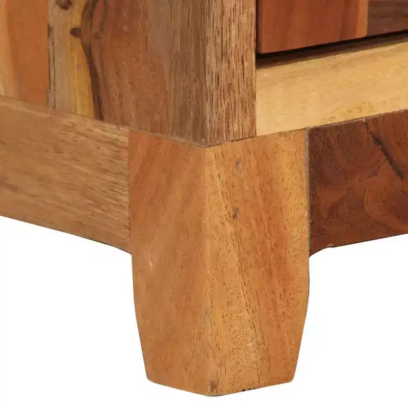 vidaXL Bedside Cabinet - Classic-Style Accent Furniture with Reclaimed Wood Construction and Natural Cane Door for Bedroom Decor