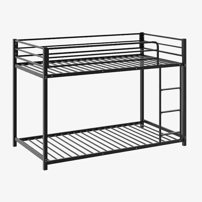 JOYMOR Bunk Bed Twin Over Twin, Metal Twin Size Bed Frame with Safety Guardraild for Boys , Profile Space Saving Design