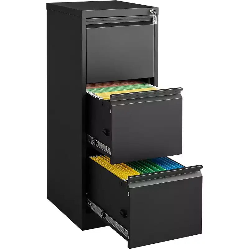 COZONY 3-Drawer File Cabinet with Lock, Vertical Metal Storage for Home Office Organization