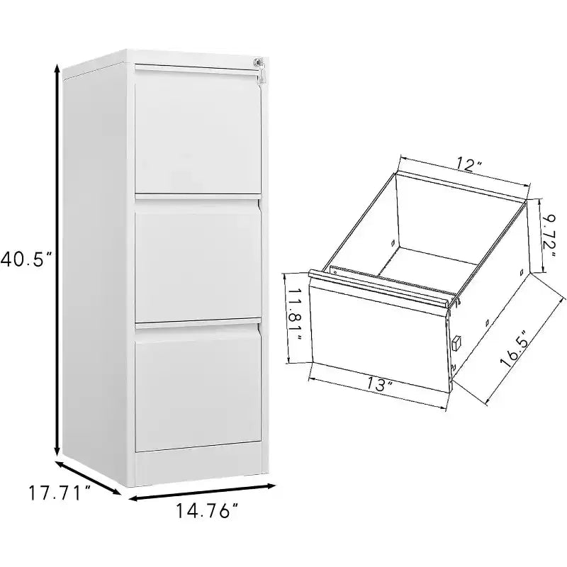 COZONY 3-Drawer File Cabinet with Lock, Vertical Metal Storage for Home Office Organization