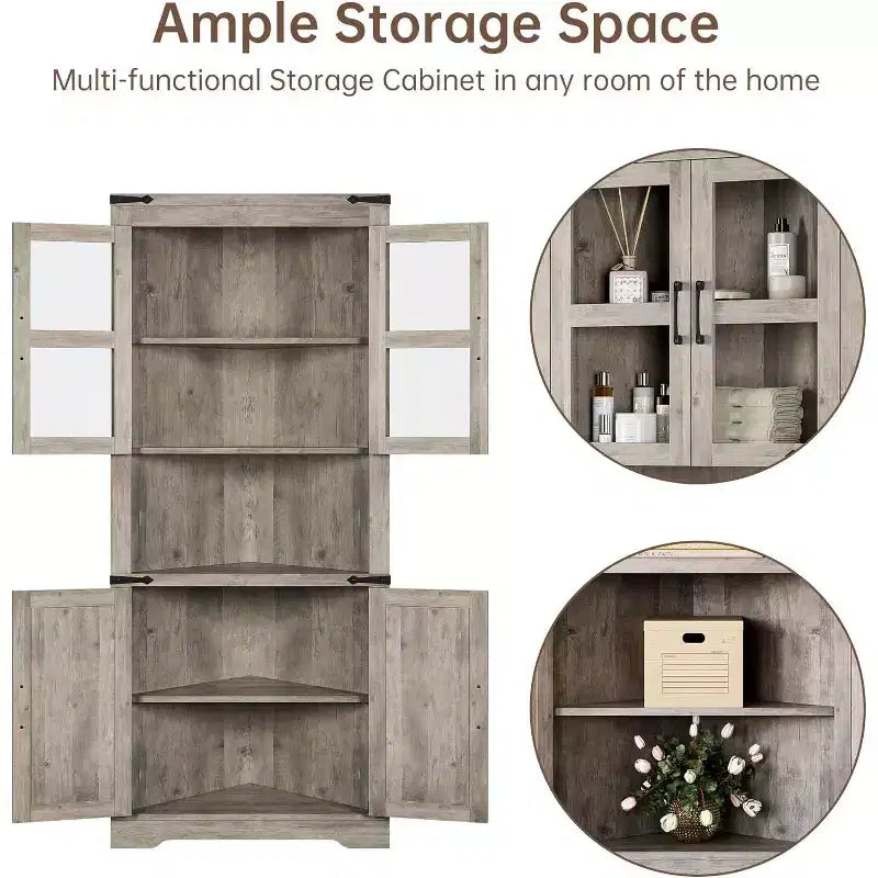 Storage cabinets, floor-standing storage cabinets with doors and adjustable shelves, freestanding tall cabinet organizers