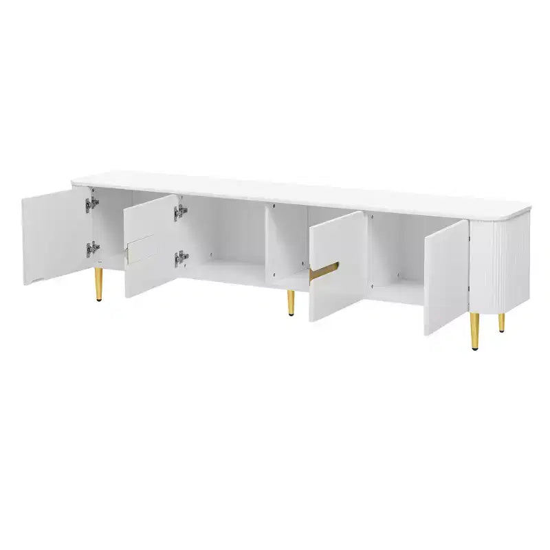 78 Modern Fluted TV Stand for 65/70/75/80 inch TV,Entertainment Center with Storage Low Profile TV and Media Console for Living Room,Cord Management