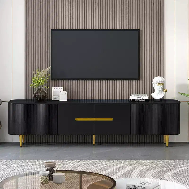 78 Modern Fluted TV Stand for 65/70/75/80 inch TV,Entertainment Center with Storage Low Profile TV and Media Console for Living Room,Cord Management
