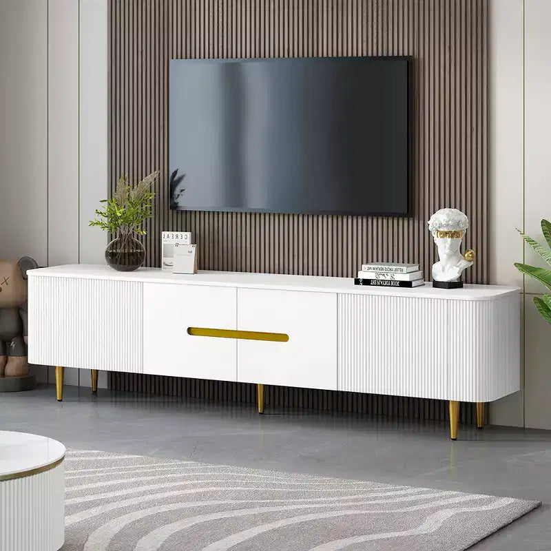 78 Modern Fluted TV Stand for 65/70/75/80 inch TV,Entertainment Center with Storage Low Profile TV and Media Console for Living Room,Cord Management