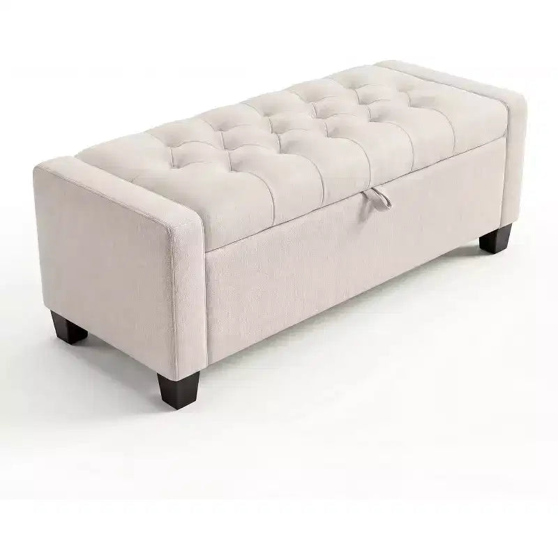 Storage Ottoman Bench 50.8 Inch with Safety Slow-Close Hinge, Tufted Upholstered Bench for Bedroom Entryway Living Room, 670 Lbs Weight Capacity