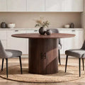 Zevemomo 47.32 inch Round Dining Table for 4(Table Only), Wood Kitchen Table with Storage Shelf and Doors for Kitchen, Living Room, Restaurants