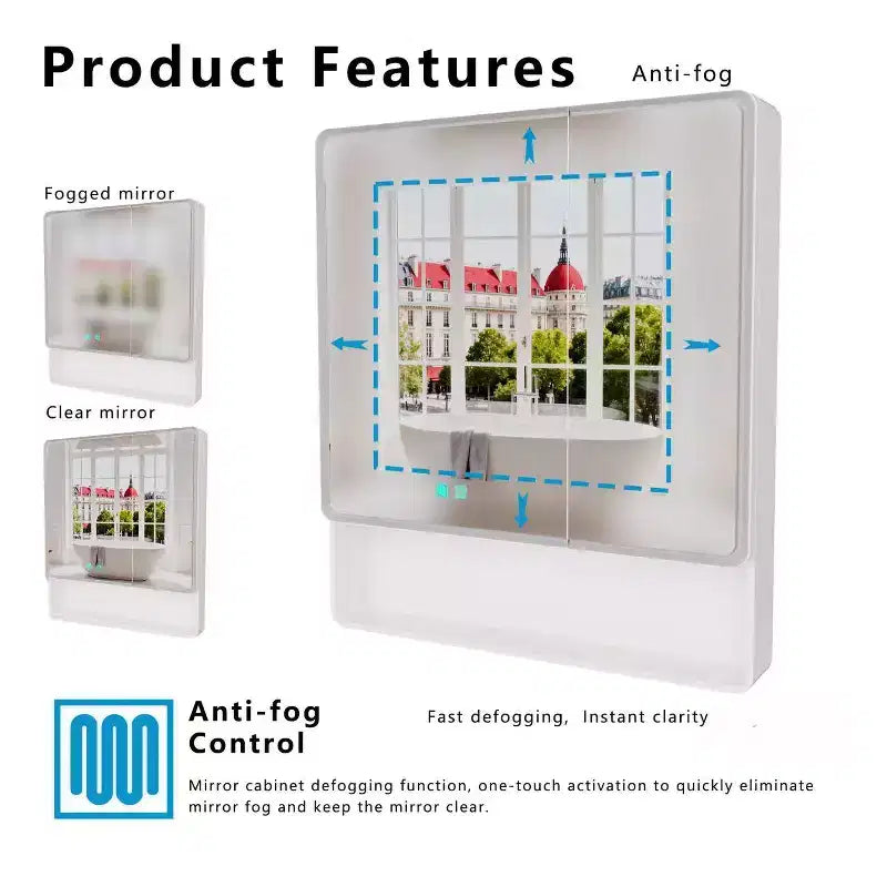 FAMYYT 32 in. W x35 in. H Aluminum Medicine Cabinet with Mirror and Light, Anti-fog, Easy to install