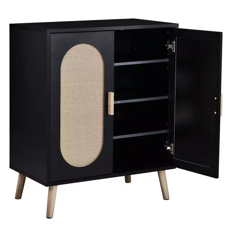 Karl Home Modern Rattan 18 Pair Shoe Storage Cabinet