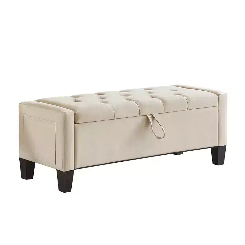 45 Storage Ottoman Bench, Upholstered Entryway Bench with Safety Hinge for Bedroom, Living Room - ModernLuxe