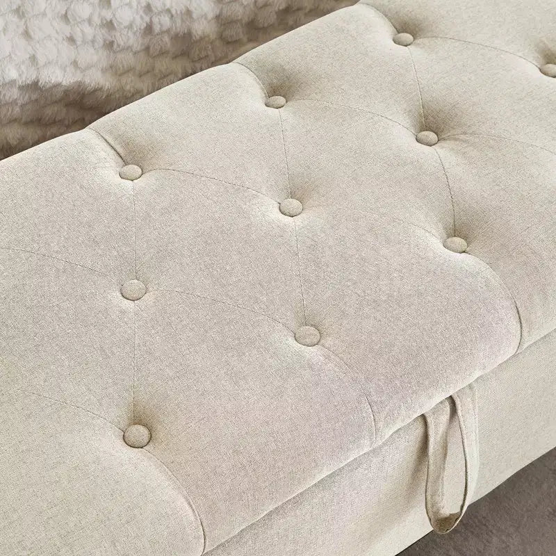 45 Storage Ottoman Bench, Upholstered Entryway Bench with Safety Hinge for Bedroom, Living Room - ModernLuxe