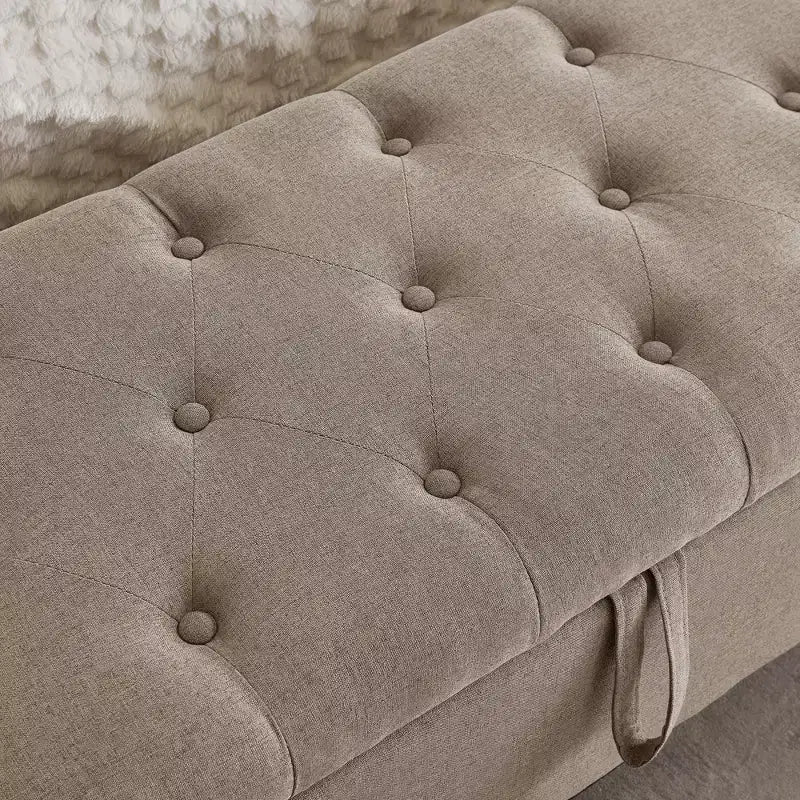 45 Storage Ottoman Bench, Upholstered Entryway Bench with Safety Hinge for Bedroom, Living Room - ModernLuxe