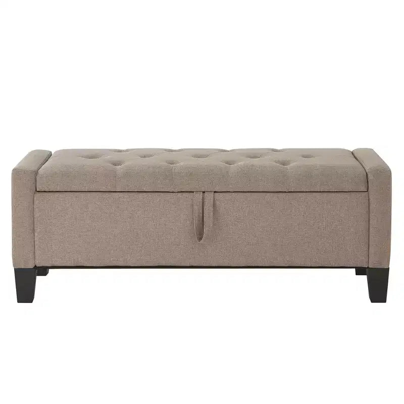 45 Storage Ottoman Bench, Upholstered Entryway Bench with Safety Hinge for Bedroom, Living Room - ModernLuxe