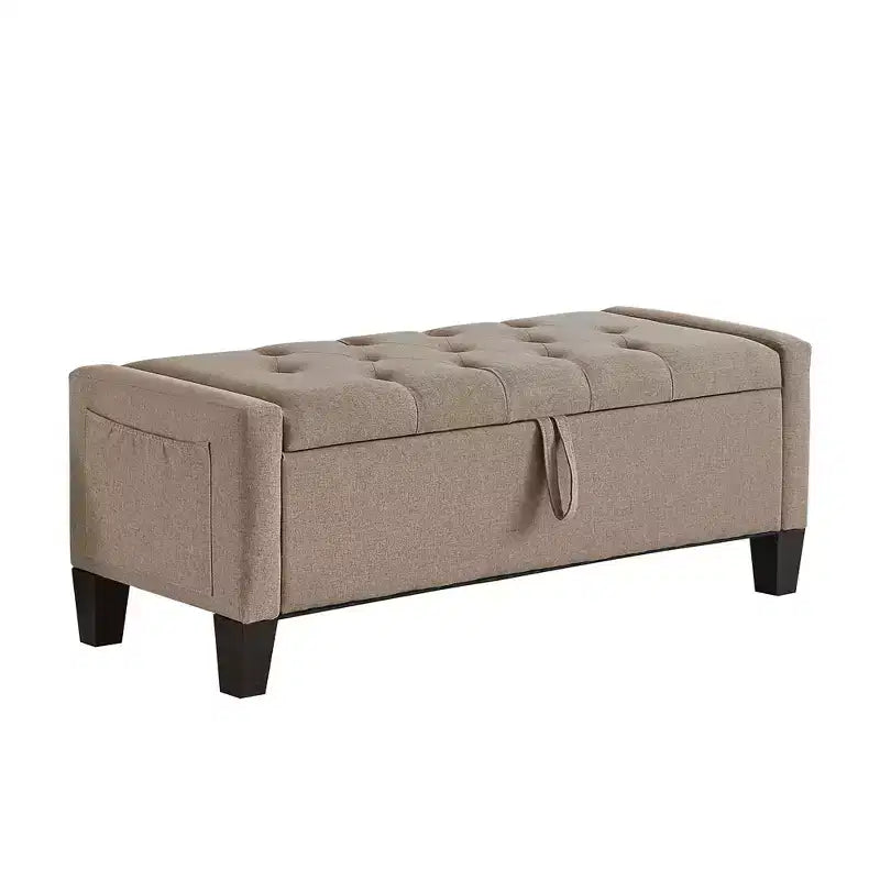 45 Storage Ottoman Bench, Upholstered Entryway Bench with Safety Hinge for Bedroom, Living Room - ModernLuxe