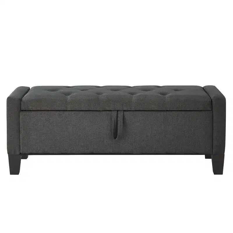 45 Storage Ottoman Bench, Upholstered Entryway Bench with Safety Hinge for Bedroom, Living Room - ModernLuxe