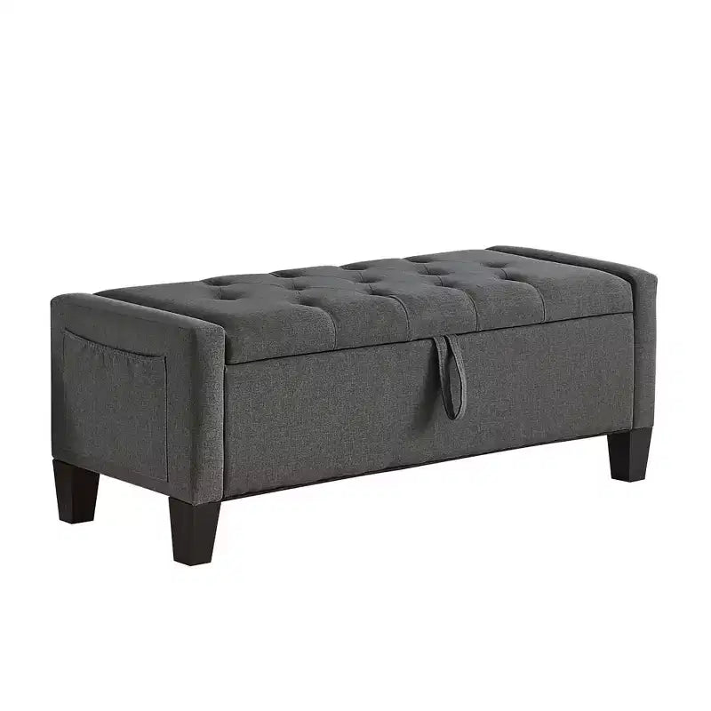 45 Storage Ottoman Bench, Upholstered Entryway Bench with Safety Hinge for Bedroom, Living Room - ModernLuxe