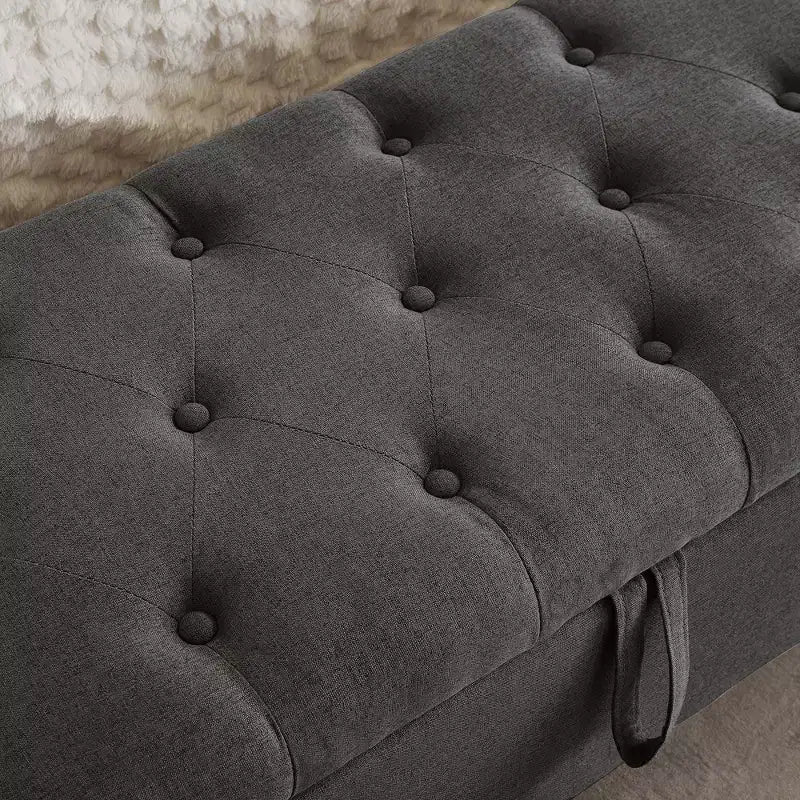 45 Storage Ottoman Bench, Upholstered Entryway Bench with Safety Hinge for Bedroom, Living Room - ModernLuxe