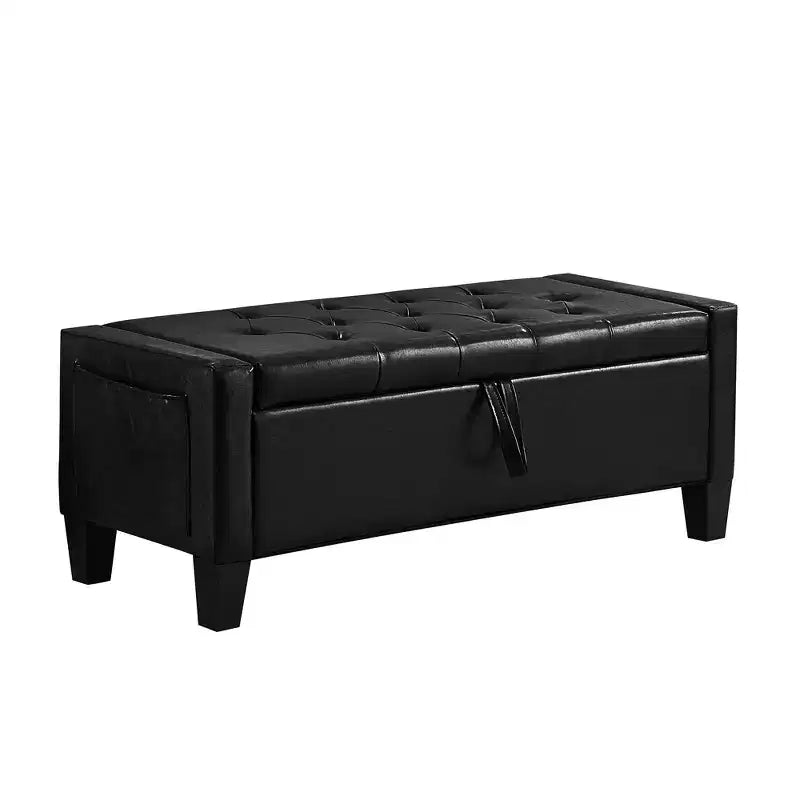 45 Storage Ottoman Bench, Upholstered Entryway Bench with Safety Hinge for Bedroom, Living Room - ModernLuxe