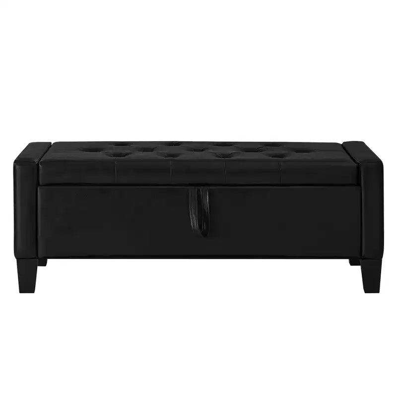 45 Storage Ottoman Bench, Upholstered Entryway Bench with Safety Hinge for Bedroom, Living Room - ModernLuxe
