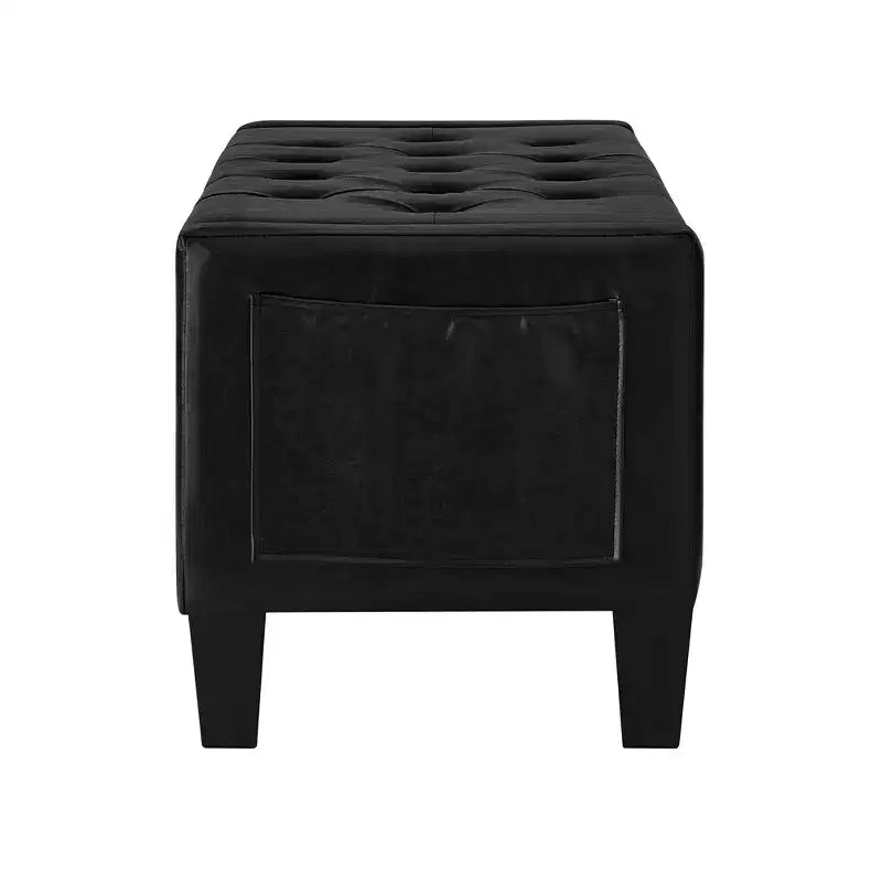 45 Storage Ottoman Bench, Upholstered Entryway Bench with Safety Hinge for Bedroom, Living Room - ModernLuxe