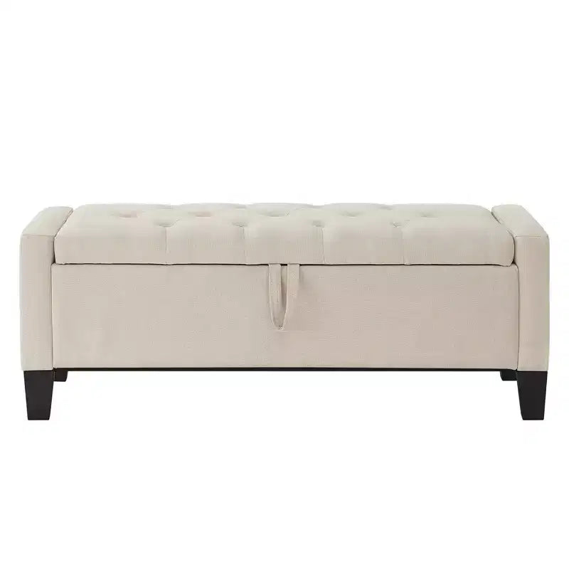 45 Storage Ottoman Bench, Upholstered Entryway Bench with Safety Hinge for Bedroom, Living Room - ModernLuxe