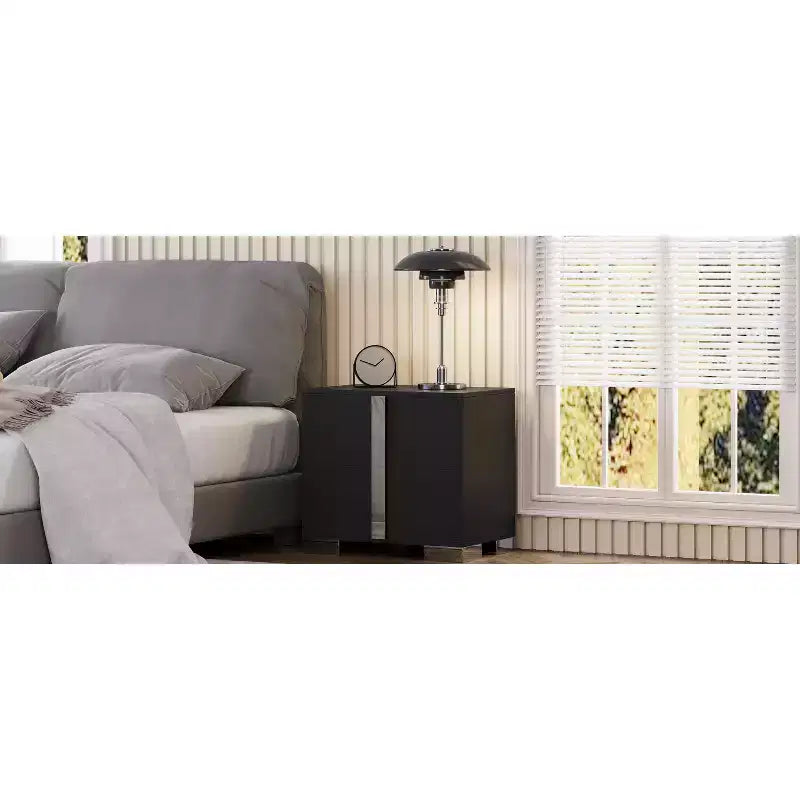 Modern End Sleek Modern 1 Drawer with Mirrored Accent Nightstand for Bedroom Living Room