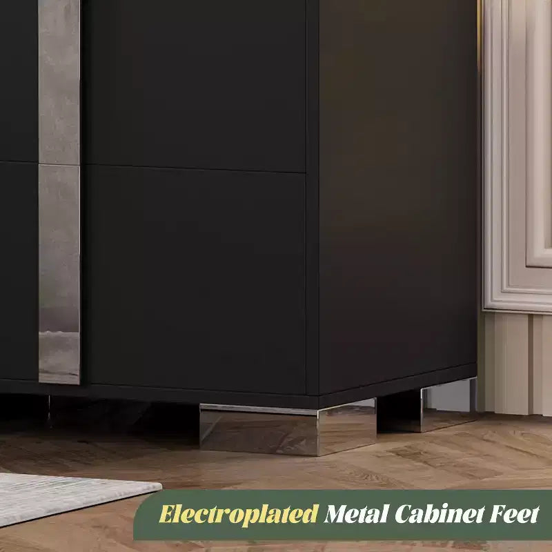 Modern End Sleek Modern 1 Drawer with Mirrored Accent Nightstand for Bedroom Living Room
