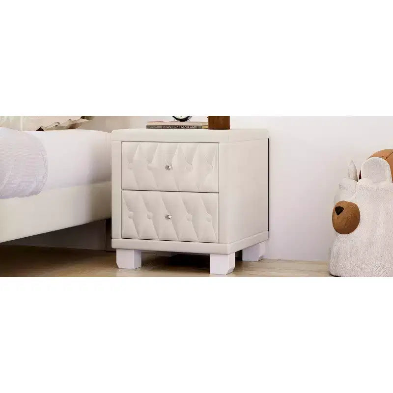 Elegant Velvet Luxury Velvet 2 Drawer Nightstand for Bedroom Living Room