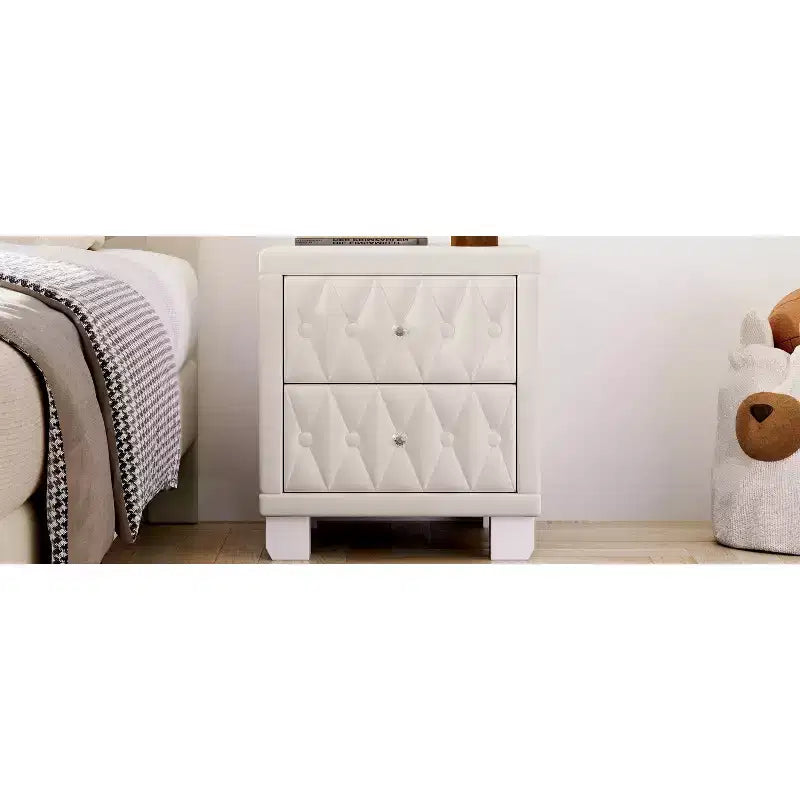 Elegant Velvet Luxury Velvet 2 Drawer Nightstand for Bedroom Living Room