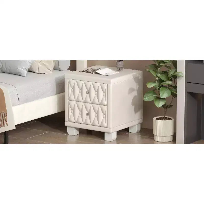 Elegant Velvet Luxury Velvet 2 Drawer Nightstand for Bedroom Living Room