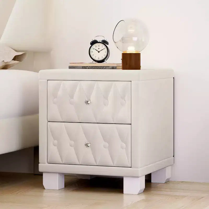 Elegant Velvet Luxury Velvet 2 Drawer Nightstand for Bedroom Living Room