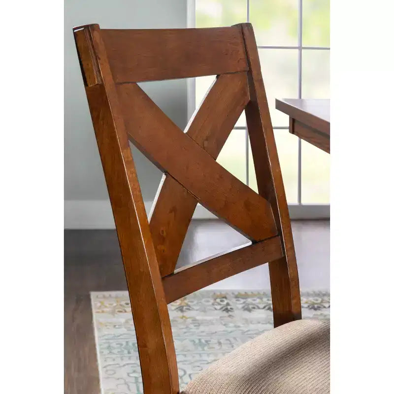 Set of 2 Jackson Wide X Back Fabric Side Chair Dark Hazelnut - Powell