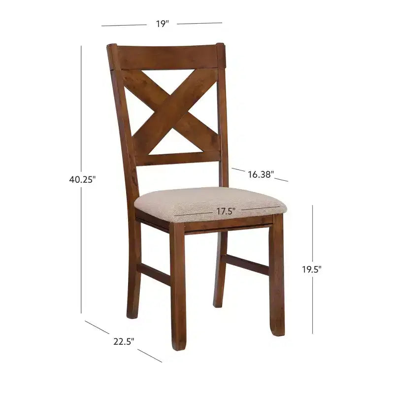 Set of 2 Jackson Wide X Back Fabric Side Chair Dark Hazelnut - Powell