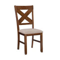 Set of 2 Jackson Wide X Back Fabric Side Chair Dark Hazelnut - Powell