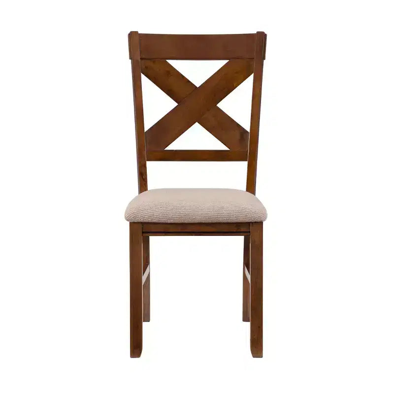 Set of 2 Jackson Wide X Back Fabric Side Chair Dark Hazelnut - Powell